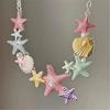 Adjustable Necklace With Starfish Shell Pearls Charm Alloy For Vacation And Parties