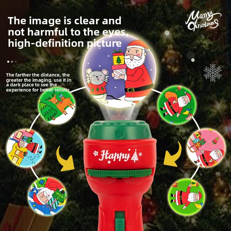 Non-Toxic 3-10 Cards Christmas Cartoon Projection Flashlight Creative Children Flashlight Toy Projector Baby Toys Bedtime Story Book Toy