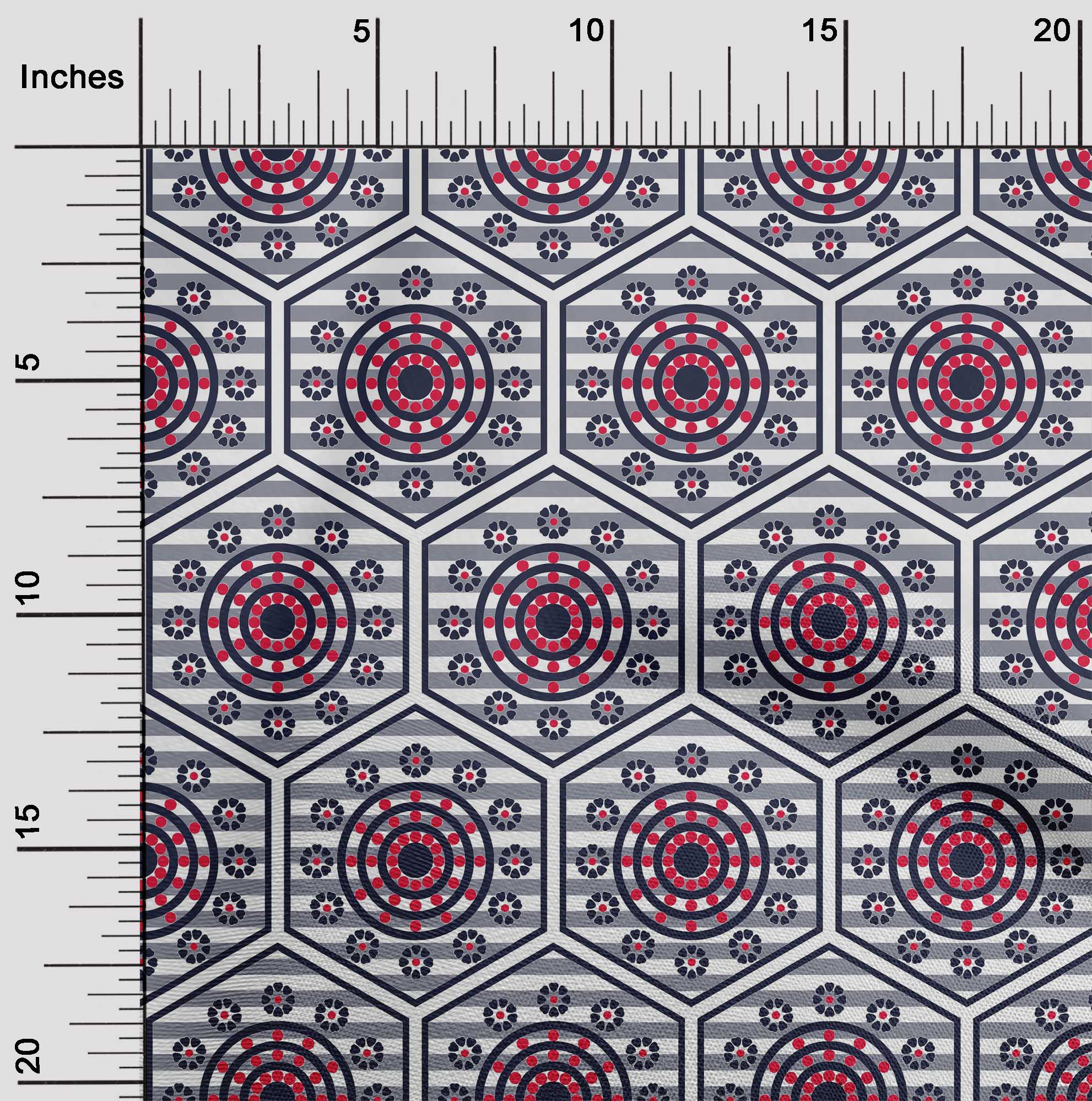 

oneOone Cotton Flex Brown Fabric Stripe|Hexagon & Circle Geometric Fabric For Sewing Printed Craft Fabric By The Yard 40 Inch 42 Inch Wide - Viscose Chiffon темно-синього кольору