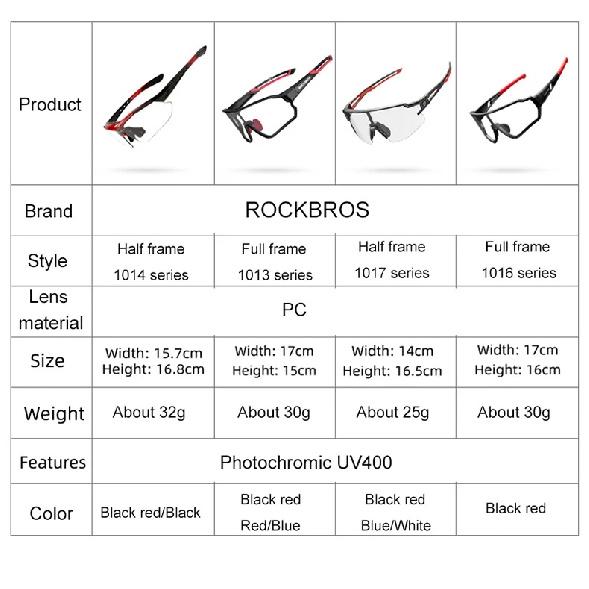 ROCKBROS Cycling Photochromic Glasses UV400 Protection Sunglasses Lightweight Bicycle Glasses Men Women Outdoor Sports Glasses
