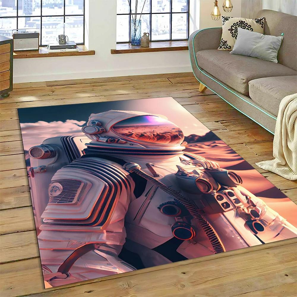 Weltraum Astronaut Universum Raumfahrer Cartoon Teppich Teppich für Zuhause Wohnzimmer Schlafzimmer Sofa Fußmatte Dekor, Kinderbereich Teppich Rutschfest