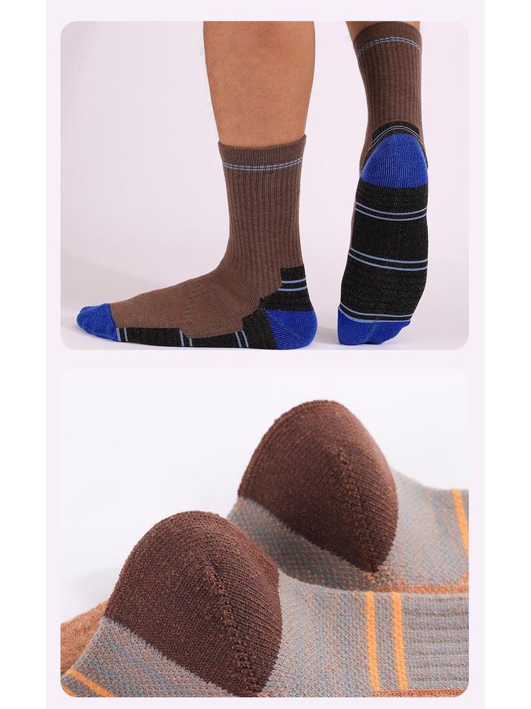 Men's & Women's Merino Wool Sports Socks – Warm, Breathable, Deodorant, Mid-Calf Hiking Socks with Thick Terry.