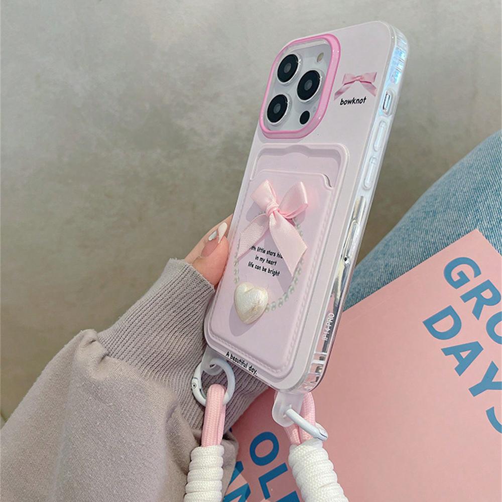 The New Pink Bow-Tied Love Phone Case With Lashing Available For The iPhone 15 14 13 12 11 Pro Max Creative Girl Phone Case