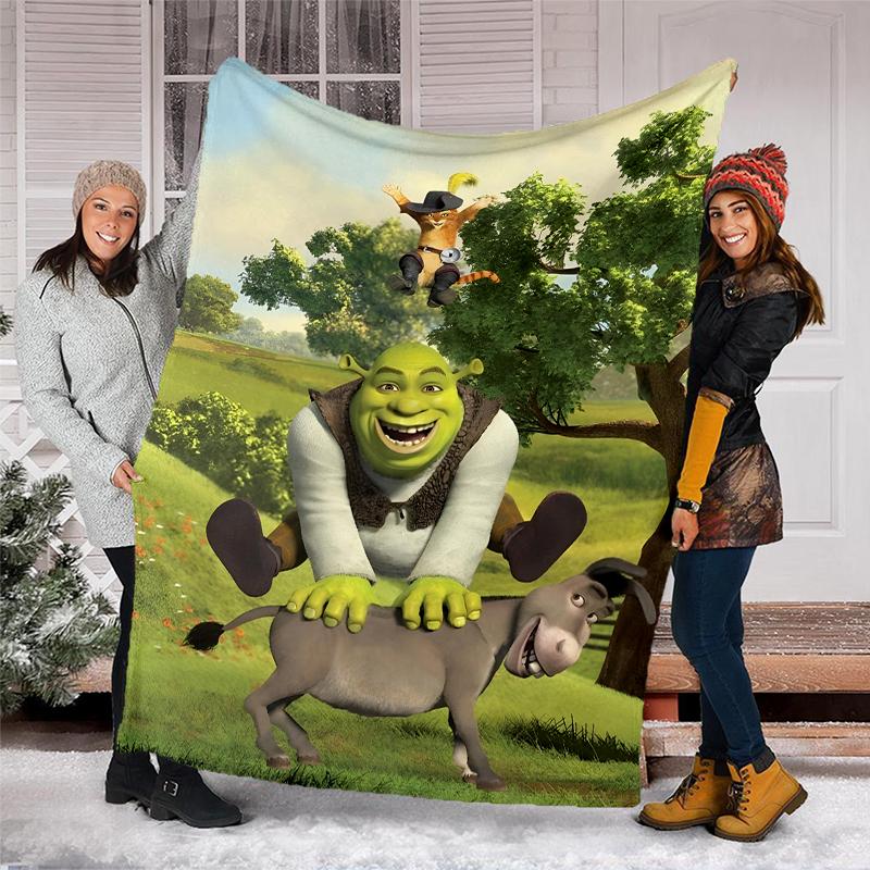 Shrek-Thema Bedruckte Decke Perfekt für Sofa Bett Reisen Außenbereich Maschinenwaschbar Gemütlich Langlebig