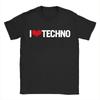 Unisex koszulka z graficznym nadrukiem I Love Techno Swobodny luźny krój Krótki rękaw Okrągły dekolt Koszulka z nadrukiem Techno Koszulki Unisex na lato