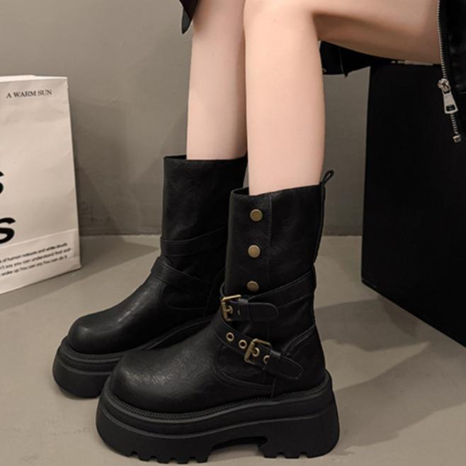 [Fanfna] Kurze Martin Stiefel 2025 Herbst Neu Vielseitig Retro Skinny Explosiv Dicksohlige Britische Stiefel
