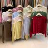 Solid color crew neck knitted cardigan women's spring and autumn new design sense long sleeve sweater jacket top trendy