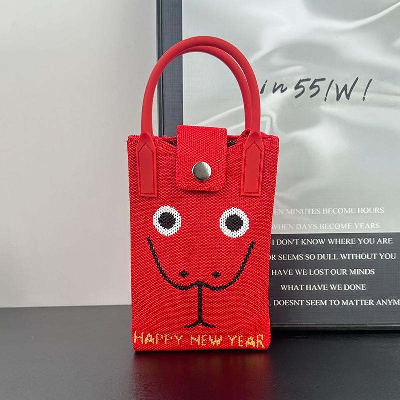 2025 New Chinoiserie Fashion Knitted Mini Square Handbag Women Mobile Phone Shoulder Bags Girls Cute Gift Outdoor Crossbody Bag