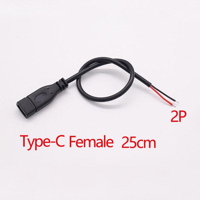 1Pcs USB Type C Micro 2/4 Pin Male / Female Wire Connector Plug Socket DIY Repair Charging Power Supply Extension Cable Cords