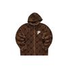 Fila Fusion QR Series All Over Logo Embroidered Faux Lambswool Loose Fit Hooded Casual Fleece Jacket Unisex Jackets Brown T11U316901F-DR