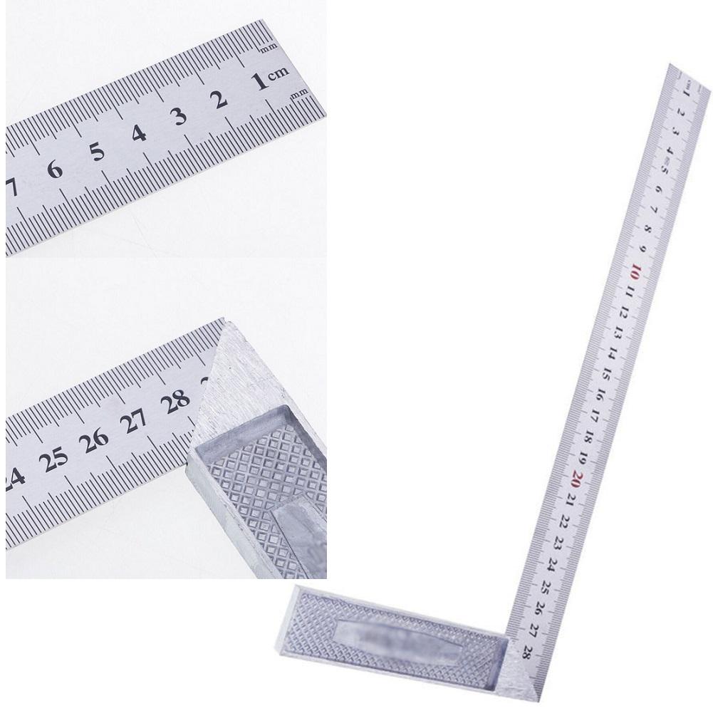 30cm Stainless Steel Right Angle Measuring Rule Tool Square Ruler 0-12 Inches Straight 90 Degree Angle Ruler Carpentry Measuring
