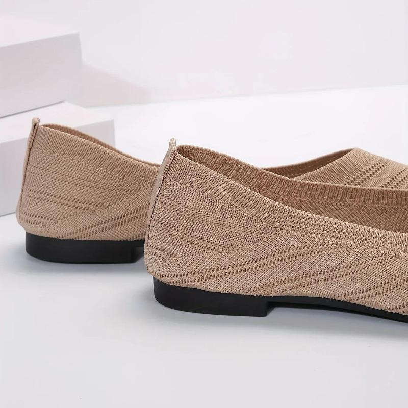 Dámské ploché boty se špičatou špičkou Jednobarevné Pletené slip-on boty Ležérní Prodyšné ploché boty Dámské ploché mokasíny Pohodlné dámské boty