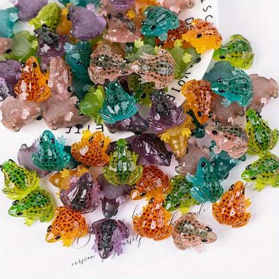 10pcs Glow-in-the-Dark Frog Charms, 3D Resin Accessories for DIY Phone Cases & Keychains, Micro Landscape Decorations