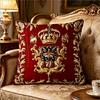 Federa per Cuscino Doppia Faccia con Corona Reale Stampa Barocca Rossa Emblema Dorato Custodia per Cuscino per Divano Soggiorno Arredamento Casa Europeo