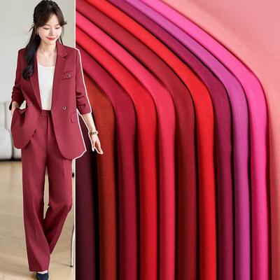 Serge Wrinkle Resistant Polyester Fabric Slightly Elastic DIY Angora Red Spring and Autumn Suit Uniform Workwear Jacket Fabric