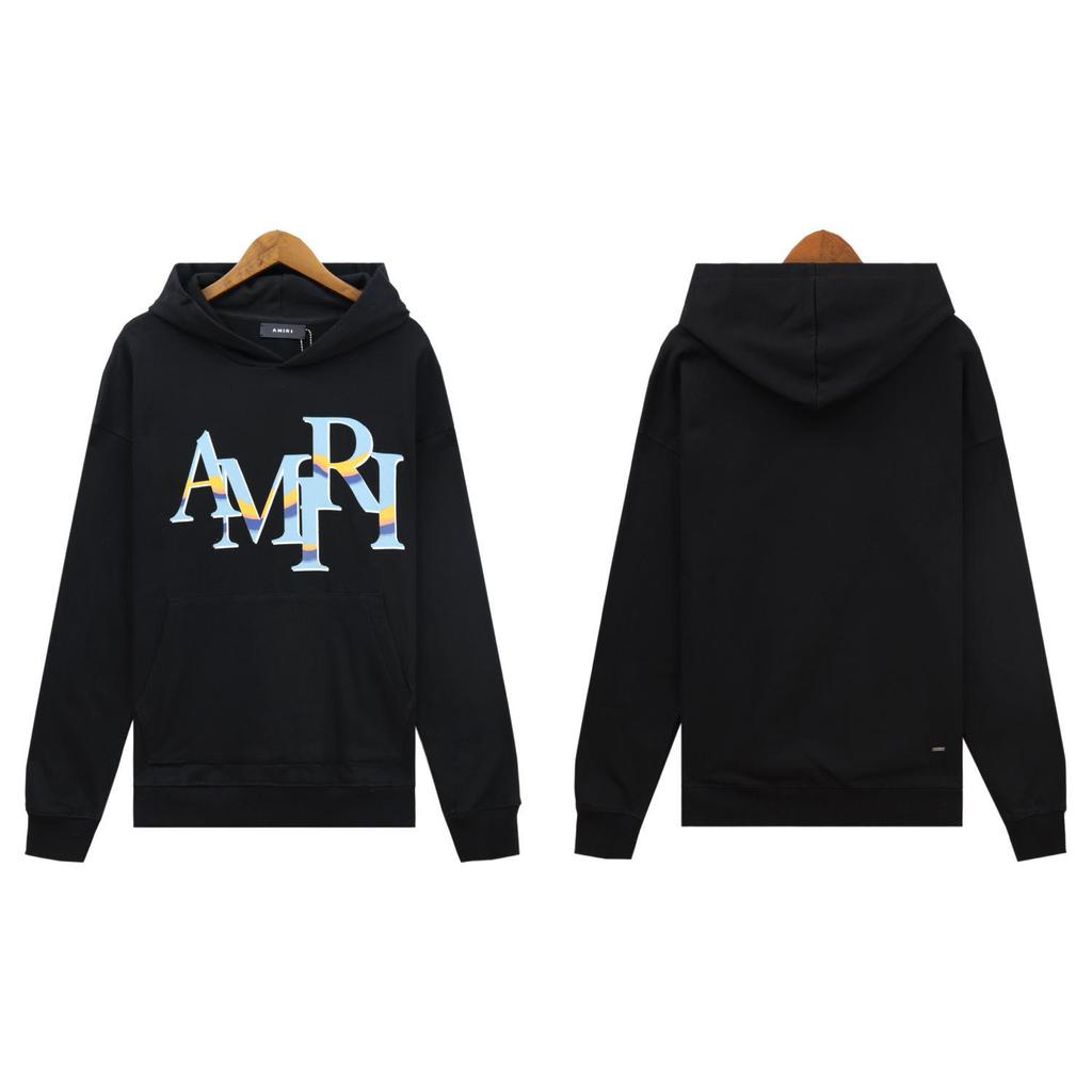 Amri Design Unisex Hooded Sweatshirt with Letter Print - Trendy European & American High Street Style