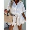 Embroidered Lace Shirt Romper Fashion Embroider Lace Shirt Jumpsuit Suit