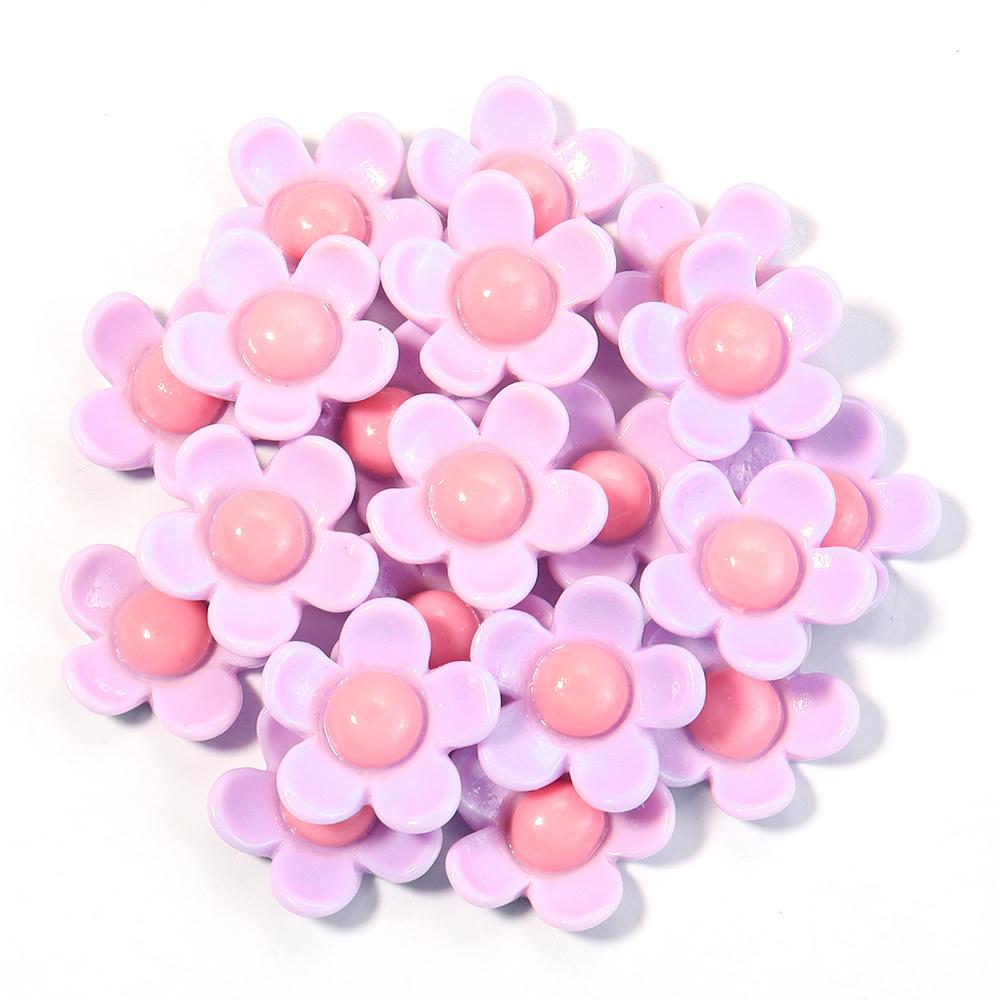 20pcs/lot Colorful Flower Flatback Resin Cabochons Flower Cabochon Beads For DIY Crafts Jewelry Making Decoration Accessories
