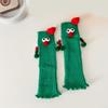 Christmas Holiday Leg Covers 3D Santa Hat Doll Magnetic Hand Holding Leg Warmers Socks with Big Curious Eyes for Women