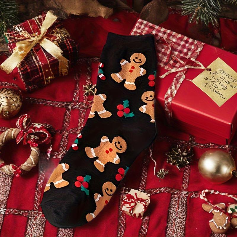 Christmas Socks Winter Warm Gingerbread Man Knitted Socks Sweat Absorbing Fashion Men Women Quick Dry Outdoor Mid Tube Socks