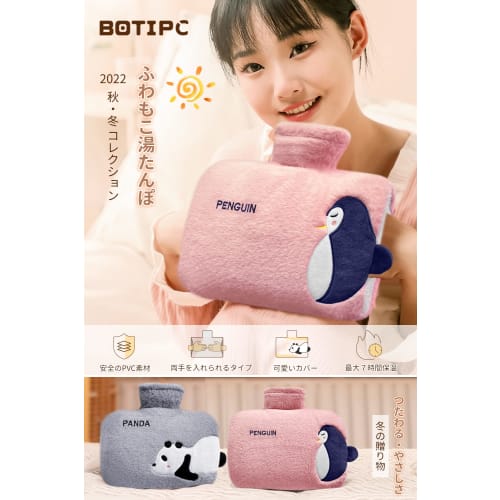 Soon sold out! Eco-friendly hot water bottle with a fluffy, removable cover. 1.5L capacity. Hand warmer, fillable with hot water, no electricity requi