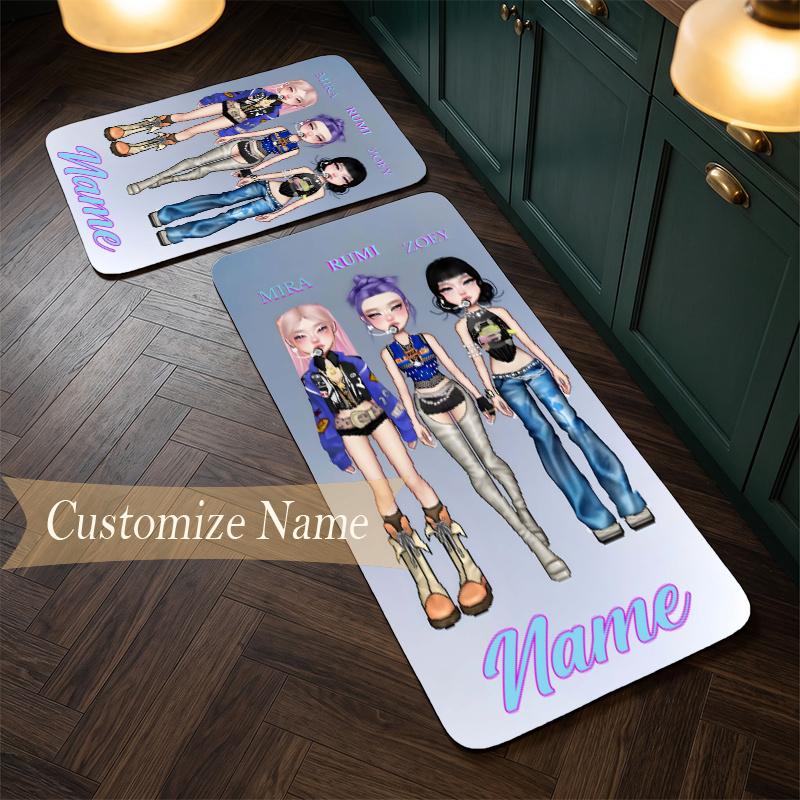 HUNTRIX (144) Customize Name Flannel Kitchen Mat Soft Non-Slip Kitchen Floor Runner Rug for Home Kitchen Decor
