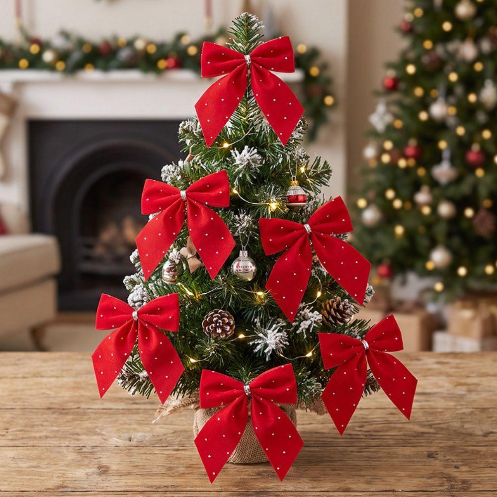Rhinestone Tree Hanging Ornaments Red Gold Wreath Decorations Festive Gift Wrapping Bows  Christmas