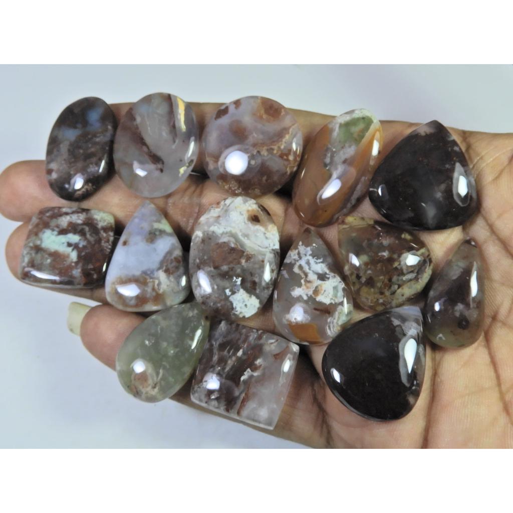 315Cts. Natural Chrysoprase Mix Shape Cabachon Loose Gemstone 14 Pcs Lot C-2575