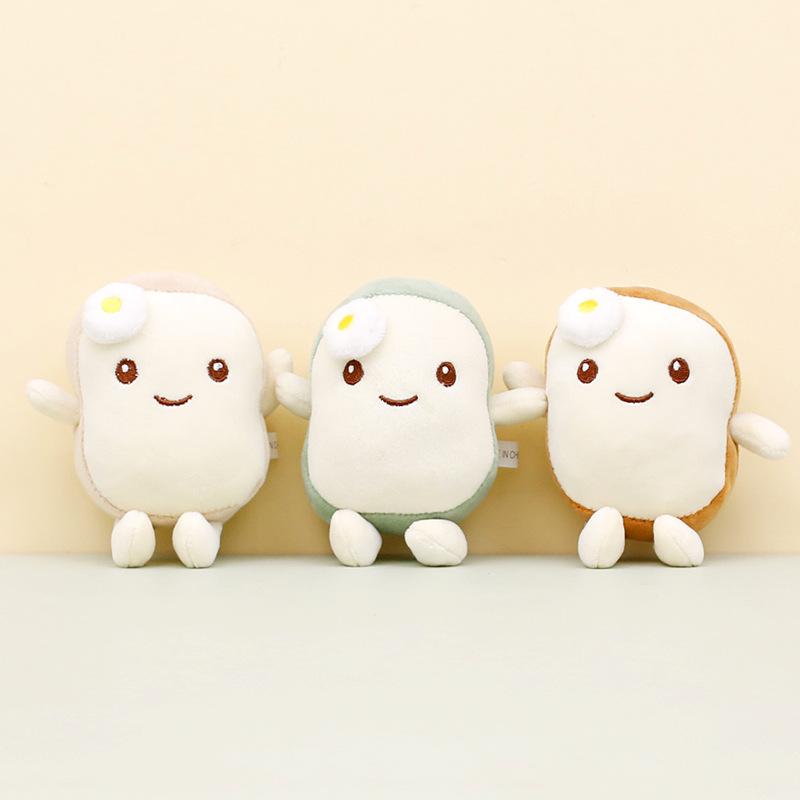 Plush Lovely Bread Toy Keychain Cute Cartoon Figure Bag Charm Adorable Short Plush Doll