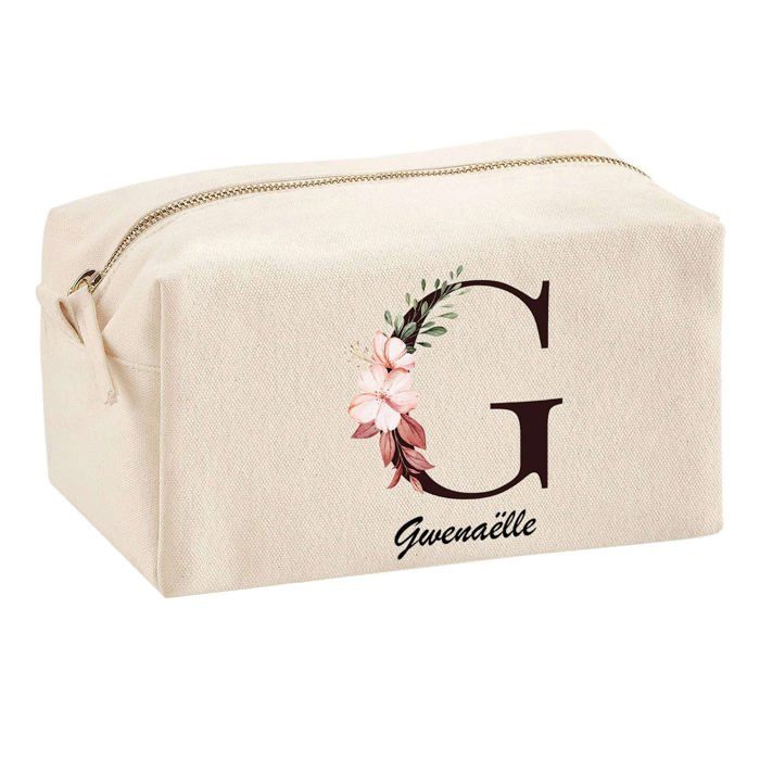 Trousse multifonction Gwenaëlle Lettre Fleur Cadeau Anniversaire Noël Idée Personnalisé | Trousse Scolaire Fournitures Bureau