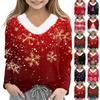 Christmas Day Girls Long Sleeve T Shirts Kids  Girls' V-Neck Tee Christmas Print Long Sleeve Top
