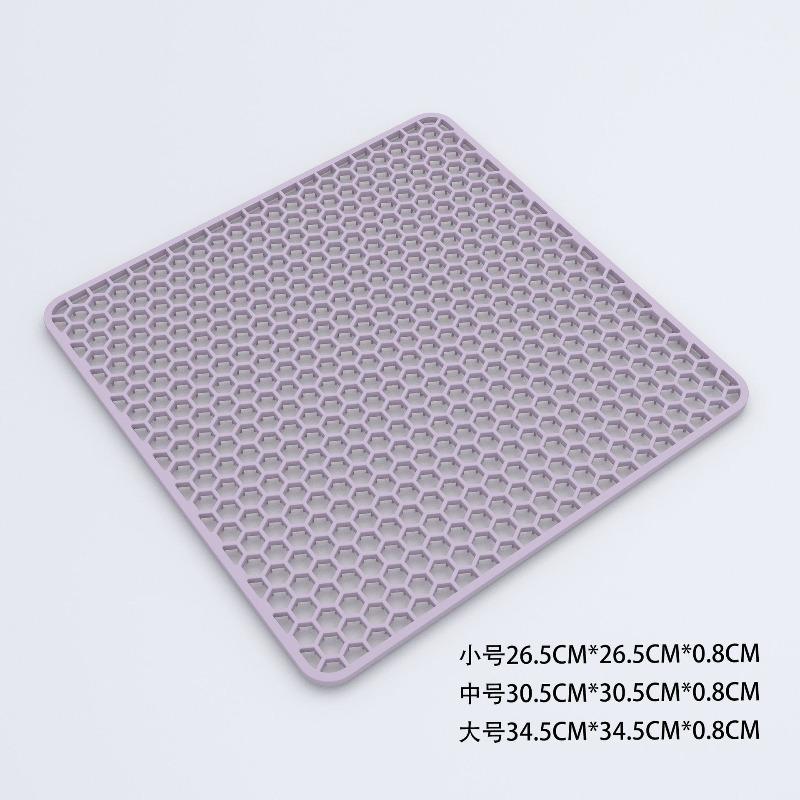 Silicone Hollow Drainage Heat Insulation Mat Square Sink Mat for Kitchen Sink Bottom Anti-scratch Anti-drop