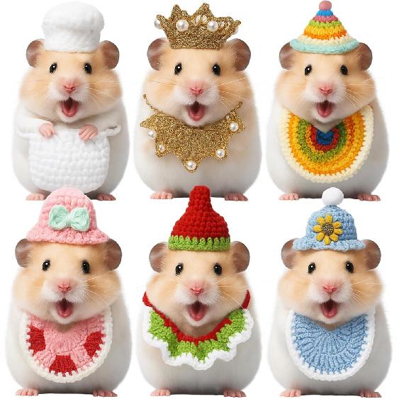 Silkfly 12 Pcs Hamster Hats Mini Hats for Snakes Small Animals Guinea Pig Hamster Clothes for Lizards Bearded Dragons Holiday Party Costume