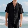 Summer Men's Lapel Shirt Woven Solid Color Simple Loose Casual Short-sleeved Shirt