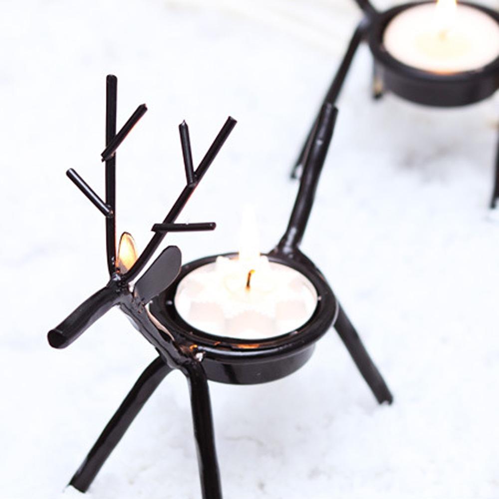 2pcs Reindeer Candle Stand Metal Tealight Holder Ornament Candle Table Decor  Dining Room