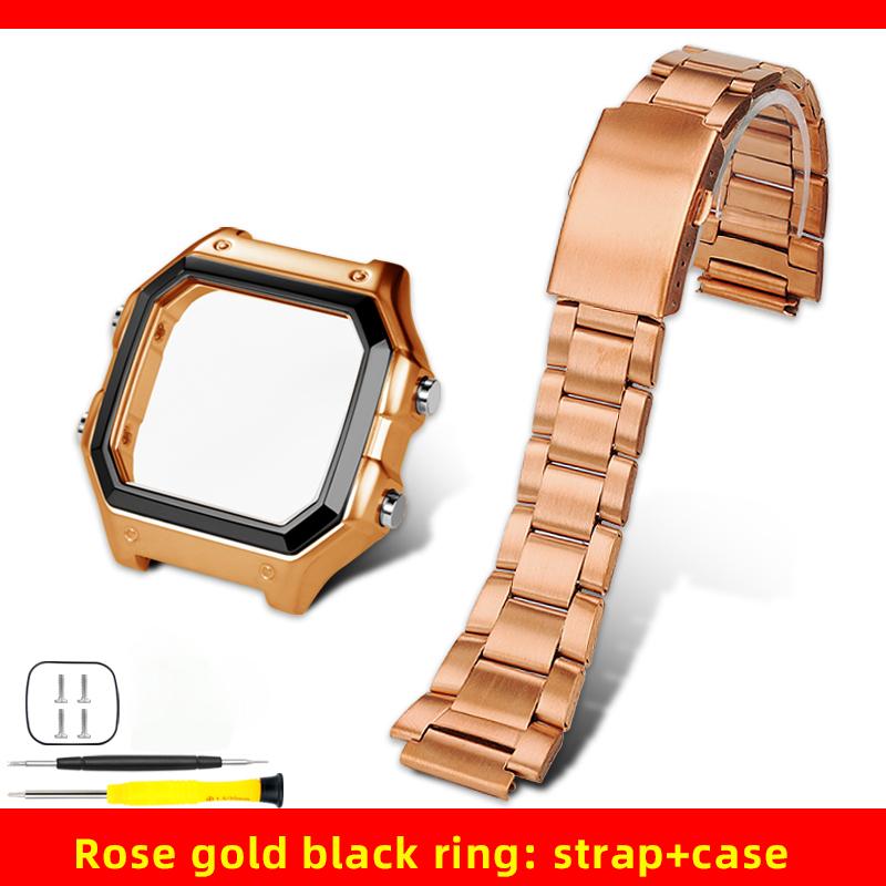 Ae1200 Rose gold For Casio Case Kit Modified Metal AE-1200 Ae-1300 Bezel Glass Strap Ring Stainless Steel Watch Band Accessories