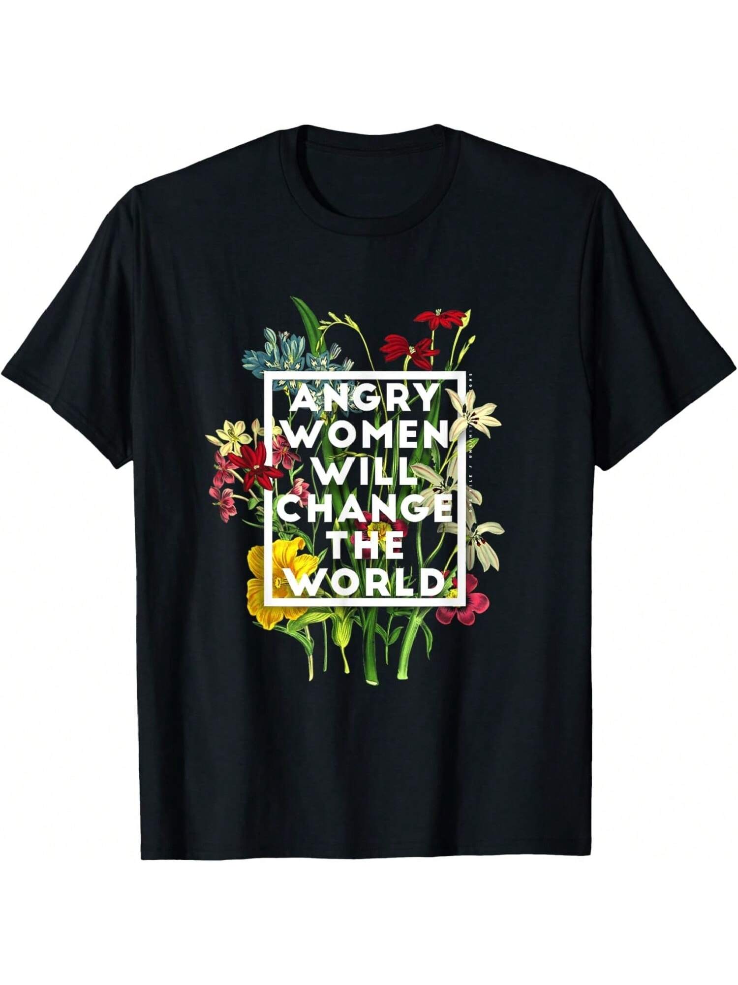 Angry Wounisex Will Change World Cool Retro Pro Flower T-Shirt S разноцветный