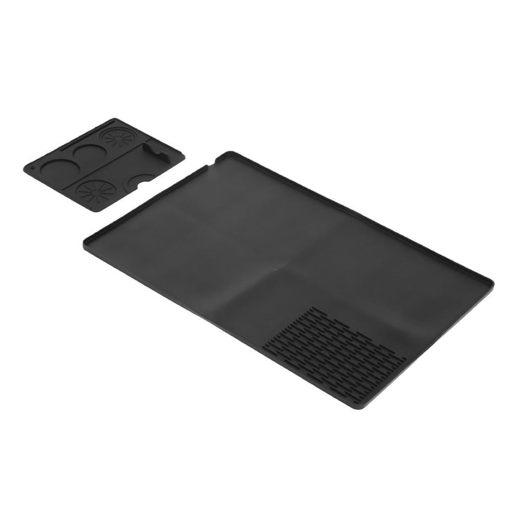 2 in 1 Silicone Coffee Mat Black Thickened Heat Proof Coffee Tamping Dish Drying Mat for Coffee Machine