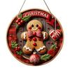 2D Merry Christmas Wooden Sign Red Black Plaid Gingerbread Man Wall Hanging Decor Front Door Porch Home Holiday Decorations