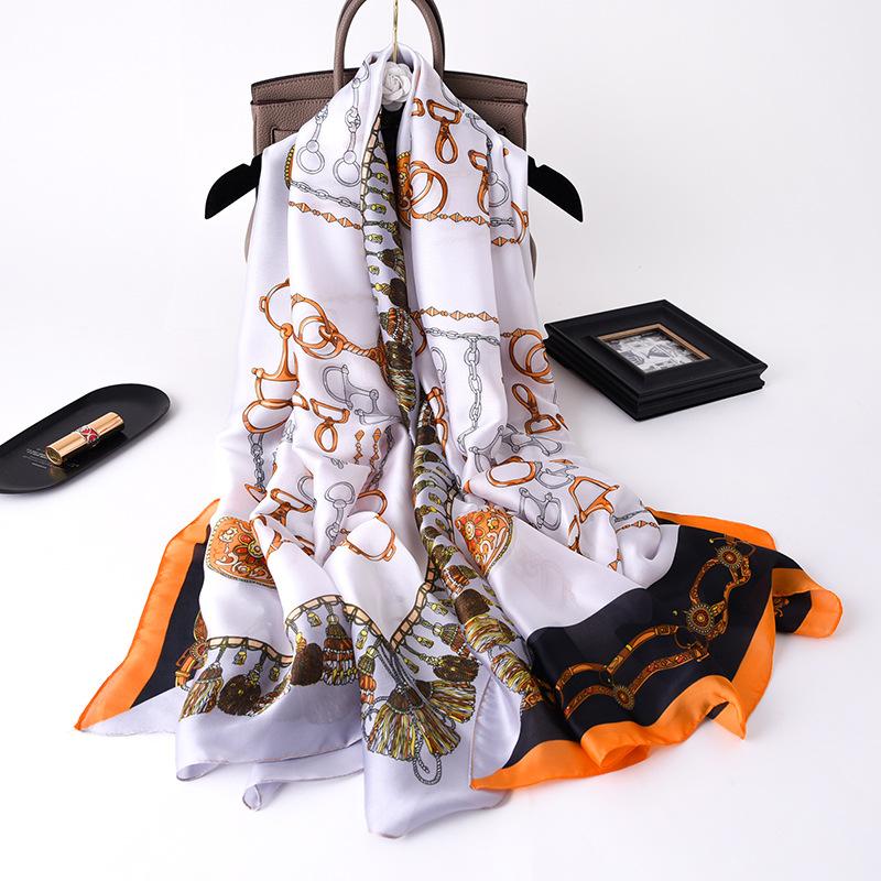 180*90cm Brand Designer Silk Scarf Female Foulard Bandana Long Shawls Wraps Winter Neck Scarves Pashmina Lady Hijab Luxury New