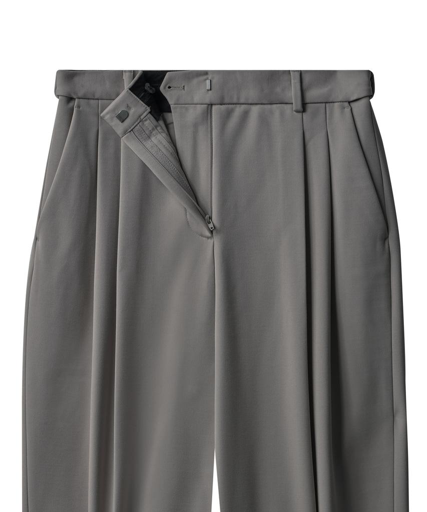 MUSINSA STANDARD WOMAN Women'S Heavyweight Fleece-Lined High-Waisted Wide Hidden Elastic Waist Slacks [Warm Gray]