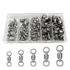 50pcs Bearing Rolling Swivel Stainless Steel Rolling Barrel Swivel Fishing Swivels Lure Connectors Saltwater Freshwater Fishing