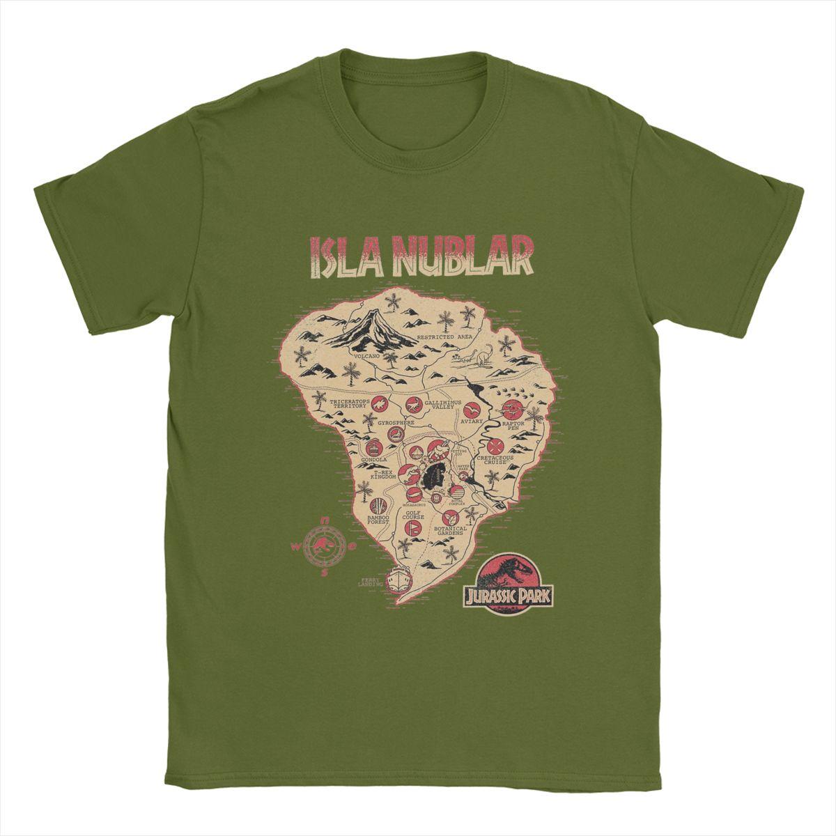 

Men Jurassics Parks Isla Nublar 1993 Dino Treasure Map T Shirts 100% Cotton Clothing Short Sleeve Tees 4XL 5XL 6XL T-Shirt 4XL