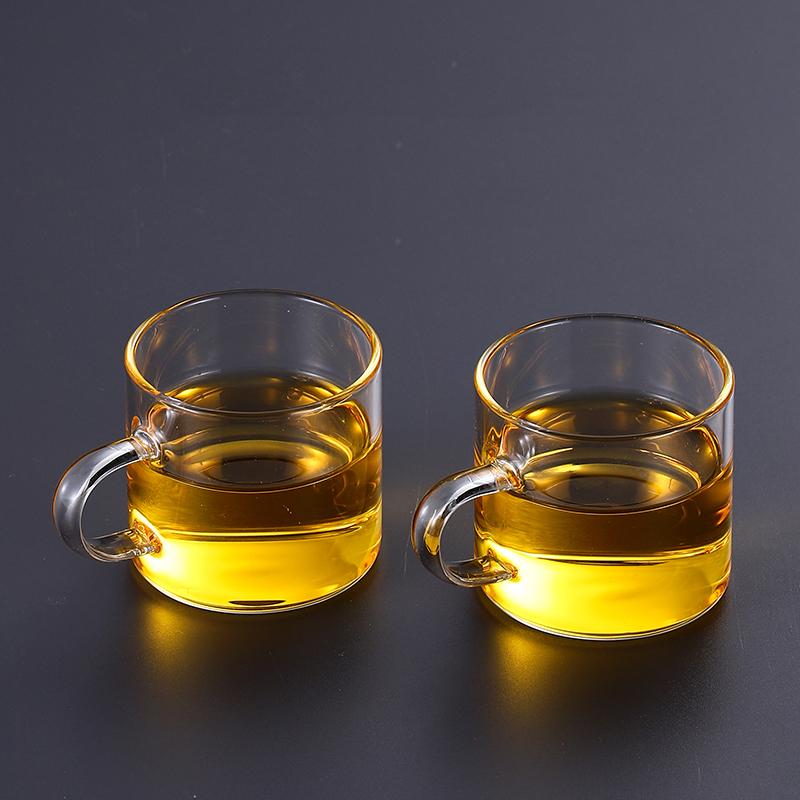80ml 4pcs Set Classic Tea Mug with Handle Drinking Utensils Transparent Heat Resistant Tea Water Cups Household Wheat Beer Glass