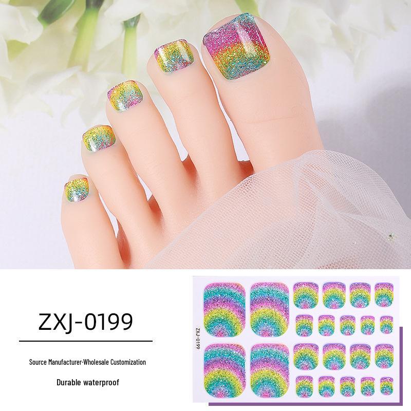 Summer Rainbow Ombre Glitter Waterproof Toenail Stickers