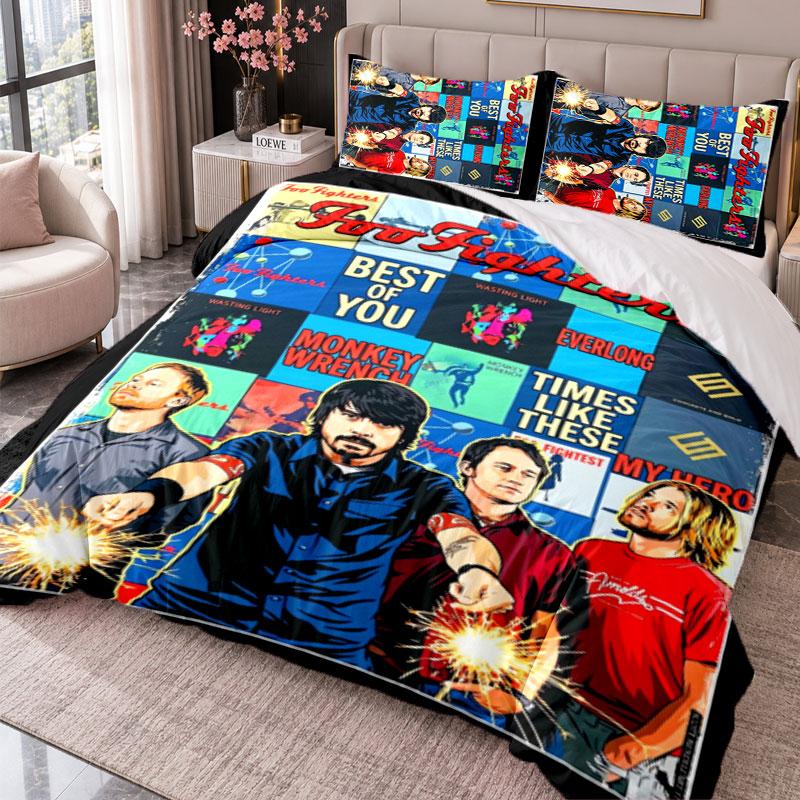 Foo Fighters 3Pcs Bedding Set Duvet Cover With Two Pillowcases For Bedroom Home Decoration