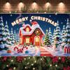 Christmas Backdrop Festive Garland Xmas Display Xmas Backdrop Santa Hat Accent Merry Christmas Banner For Photo Shoot Festive