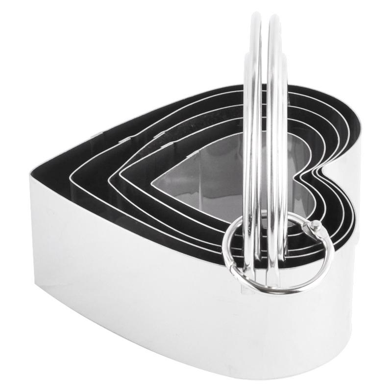 5Pcs/Set Stainless Steel Cookie Cutters with Handle Mousse Cake Baking Mold (BPA Free, No FDA)