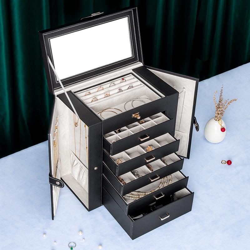 Multilayer Portable Jewelry Box for Earrings, Rings, and Necklaces
