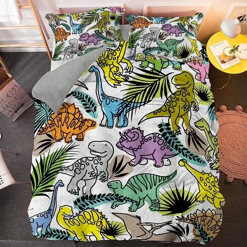 Cartoon Dinosaur Bedding Set Twin Queen King Size Boho Comforterduvet Cover Polyester Quilt Cover Pillowcase Soft Bedclothes